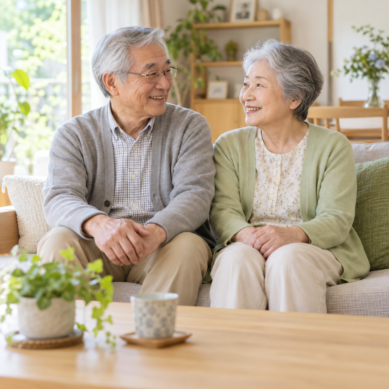 自宅で穏やかに過ごす高齢のご夫婦のイメージ